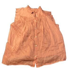 Frame Ramie Coral Sleeveless Blouse